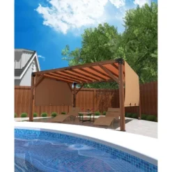 12x14 FT Wood Pergola With Retractable Shade Canopy, Wood Gazebo, Solid Structure, Durable Outdoor Pergola For Patio, Backyard, Deck, Garden -The Range Shop GUEST 655f6710 0974 4d90 af6f 27ac154aaa59