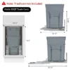 Undercabinet Trash System: 30L/35L Pull-Out Drawers W/Door Kits & Dampers | Fits 10-12" Cabinets | Steel | Silver (No Bins Included)