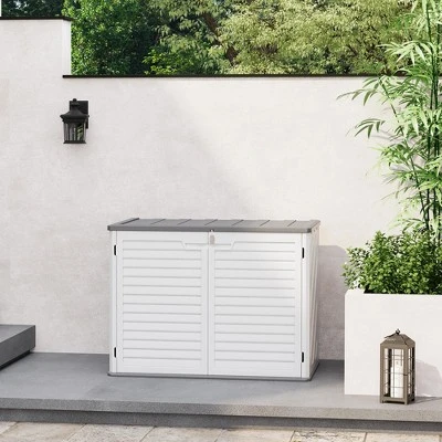 Outdoor Storage Cabinet,Waterproof Outdoor Shed With Floor,Resin Weather Resistant Tools Storage House Shed For Garden Backyard, Easy Assembly,White 2 Outdoor Storage Cabinet,Waterproof Outdoor Shed With Floor,Resin Weather Resistant Tools Storage House Shed For Garden Backyard, Easy Assembly,White - Image 2