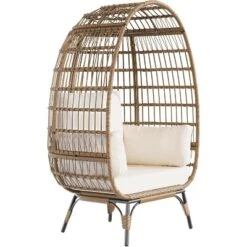 Modern DLEC03 Wicker Egg Chair - 350LBs Steel Frame & Plush Cushion, PE Rattan For Balcony/Patio/Living Room, Outdoor Lounge Chair -The Range Shop GUEST 66260e55 b142 4182 96e6 0eccc2710bd4