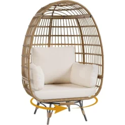 Swivel Egg Chair, PE Rattan Lounge Chair With Cushion & Steel Frame For Indoor/Outdoor Use - DLEC28 -The Range Shop GUEST 66346f01 593a 444f 8cd2 09606f33f92a