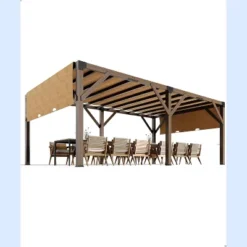12 X 20 FT Wood Pergola, Retractable Shade Canopy, Outdoor Wood Pergola With Canopy, For Deck, Garden, Backyard -The Range Shop GUEST 674c1985 36c0 45f4 84e7 c77574ab3593