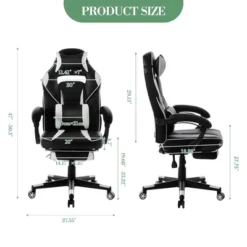 360° Swivel Gaming Chair With Retractable Footrest, Adjustable Height PU Leather Computer Chair, Ergonomic Lumbar & Headrest Support For Play Room, -The Range Shop GUEST 674ee9cb 4114 4736 b8d3 3f2852d4c20a