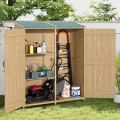 Wooden Outdoor Storage Cabinet , Garden Tool Shed With Removable Shelves And Waterproof Roof, Lockable Doors, Large Patio Storage -The Range Shop GUEST 67b24712 e41b 47ed 99ee fac571a3d50c