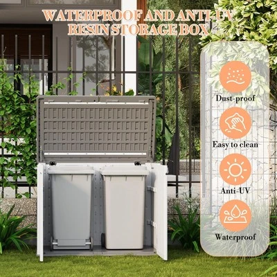 Outdoor Storage Cabinet,Waterproof Outdoor Shed With Floor,Resin Weather Resistant Tools Storage House Shed For Garden Backyard, Easy Assembly,White 3 Outdoor Storage Cabinet,Waterproof Outdoor Shed With Floor,Resin Weather Resistant Tools Storage House Shed For Garden Backyard, Easy Assembly,White - Image 3