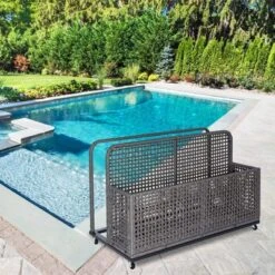 Outdoor PE Rattan Poolside Float Storage Box With Rolling Wheels, Durable Patio & Beach Organizer For Floaties And Accessories -The Range Shop GUEST 68372f95 7055 48c6 b151 9aeaa7879607