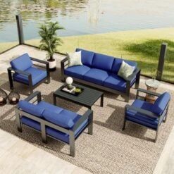 5 Piece Aluminum Patio Furniture Set, Outdoor Furniture With Cushions And Coffee Table, Modern Patio Sofa Set For Balcony, Garden, Porch -The Range Shop GUEST 6a0515b8 3178 4cfb abb6 d550f8840369