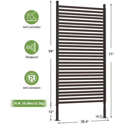 Metal Privacy Screen Outdoor Privacy Screen Freestanding,Outdoor Privacy Screen With Stand, Outdoor Privacy Fence And Panels. 2 Metal Privacy Screen Outdoor Privacy Screen Freestanding,Outdoor Privacy Screen With Stand, Outdoor Privacy Fence And Panels. - Image 2