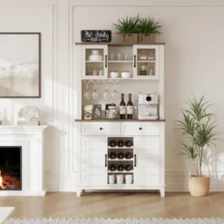 72 Inch Tall Kitchen Pantry Cabinet With 4 Doors And 2 Drawers, Wine Rack, Large Kitchen Storage, Adjustable Shelf, Coffee Wine Bar Counter -The Range Shop GUEST 6b08a129 4dfd 4569 9a92 115ad42fc342