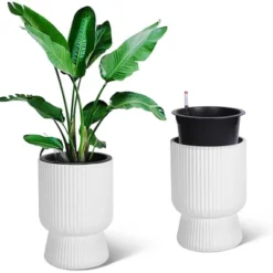 14.2" Tall Planters Set Of 2, Self Watering Pots With Built-in Drainage And A Water Level Monitor -The Range Shop GUEST 6b9d8fc8 6394 4a0c a889 09f6691f0ce5