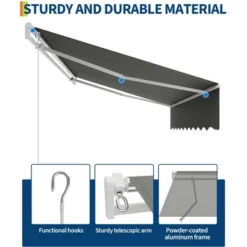 Manual Retractable Awning - Waterproof Sun Shade Patio Awning, Aluminum Frame, 280g Polyester Fabric, Adjustable Roll Out Awning For House Deck Porch -The Range Shop GUEST 6c27cfbf 1b03 4d8b 9db7 1ffe1d556cda