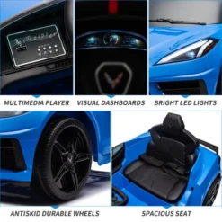 12V Kids Ride On Car, Sports Licensed Corvette Electric Car Toy For Toddles, With Remote Control, Visual Dashboard, LED Lights, Music, For Kids 3-10 -The Range Shop GUEST 6c2f4b20 a14b 4c8d 825d c28990224bde