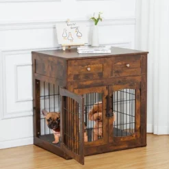 Dog Crate Furniture With Cushions, Indoor Wooden Dog Kennel With 2 Drawers, Dog Crate Side Table With Storage For Living Room, Foyer -The Range Shop GUEST 6c799677 0cb4 4f1a 826b d8cd945b61e4
