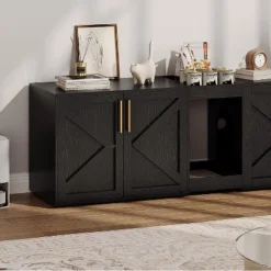 Cat Litter Box Enclosure For 2 Cats, Wooden Litter Box Cabinet, Large Enclosed Cat Box Furniture With Storage Shelf, Soft Cushion -The Range Shop GUEST 6c92d02b 7a4c 4276 85d7 f4cda9ce50fe