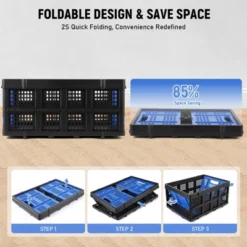 Collapsible Plastic Crate, Foldable Storage Basket, Stackable Utility Crate With Handle, Milk Crate