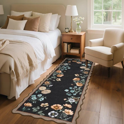 Washable Modern Floral Print Living Room Bedroom Rugs, Indoor Farmhouse Large Throw Carpet For Dining Room Office, Non Slip Floor Cover For Home 1 Washable Modern Floral Print Living Room Bedroom Rugs, Indoor Farmhouse Large Throw Carpet For Dining Room Office, Non Slip Floor Cover For Home