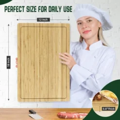 Large Bamboo Cutting Board With Built-in Deep Juice Groove And Back Inner Handles, Easy Cleaning -The Range Shop GUEST 6dacb65d b05c 4974 8aa0 cfb32f152f30