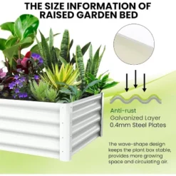 2-Pack Thick Galvanized Raised Bed - Home Use With Safety Edge & Gloves - Rust-Proof Large Open Base Planter For Veggies/Flowers, Beige -The Range Shop GUEST 6e4e7f53 86e1 418b bb73 7e49700ef6a5