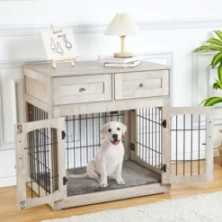 Dog Crate Furniture With Cushions, Indoor Wooden Dog Kennel With 2 Drawers, Dog Crate Side Table With Storage For Living Room, Foyer -The Range Shop GUEST 71813151 4ae9 42ea 9270 e8fe1729b337