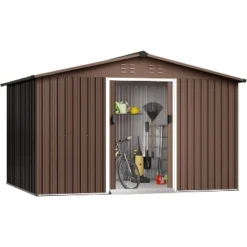 10X12 FT Outdoor Storage Shed, Galvanized Steel Storage Shed, Steel Sliding Doors, Weather Resistant, Garden Tool Shed With Lockable Door -The Range Shop GUEST 729833f4 5114 42c1 8060 4f0a801e09ad