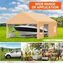 13 X 25 FT Metal Carport, With Side-Opening Door & Roll-Up Windows, All-Inclusive Metal Carport, Outdoor Portable Garage Shelters Tents, Yellow -The Range Shop GUEST 72a01b69 b795 47b6 8d48 bdc40f4c8113