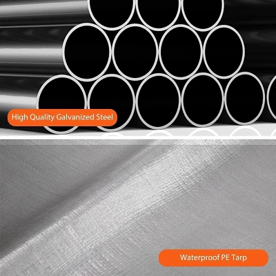 13 X 20 FT Metal Carport, With Side-Opening Door & Roll-Up Windows, All-Inclusive Metal Carport, Outdoor Portable Garage Shelters Tents, Grey 3 13 X 20 FT Metal Carport, With Side-Opening Door & Roll-Up Windows, All-Inclusive Metal Carport, Outdoor Portable Garage Shelters Tents, Grey - Image 3