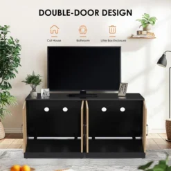 47.2" Large Hidden Cabinet Double Litter Box Enclosure Furniture For 2 Cats -The Range Shop GUEST 74a449f6 0da1 4b81 9fa8 2204b8a8883a