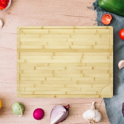 Bamboo Cutting Board 24x18x0.8 Inch Square Bamboo Chopping Board Durable Eco-Friendly Natural 2 Bamboo Cutting Board 24x18x0.8 Inch Square Bamboo Chopping Board Durable Eco-Friendly Natural - Image 2