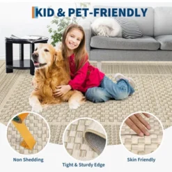 Indoor Modern Geometric Bordered Large Living Room Rugs, Washable Non Slip Throw Carpet For Bedroom, Soft Stain Resistant Floor Cover For Dining Room -The Range Shop GUEST 7563c726 e6ac 485a 9332 6949894301c0