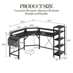 61" L Shaped Gaming Desk, With Monitor Stand, L-Shaped Corner Computer Desks, Built-in LED Lights And Side Storage Pockets, For Small Spaces 13 61" L Shaped Gaming Desk, With Monitor Stand, L-Shaped Corner Computer Desks, Built-in LED Lights And Side Storage Pockets, For Small Spaces -The Range Shop GUEST 77da4aee 6456 48d7 8c25 b70859df3575
