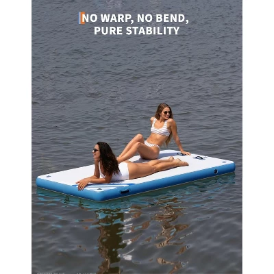 Inflatable Lake Floats For Adults, 10x10 Ft Multi-Person Floating Dock With Rope Ladder, Non-Slip Surface, Floating Mat With Storage Bag, Green/Blue 3 Inflatable Lake Floats For Adults, 10x10 Ft Multi-Person Floating Dock With Rope Ladder, Non-Slip Surface, Floating Mat With Storage Bag, Green/Blue - Image 3