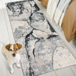 Washable Modern Abstract Living Room Area Rugs, Soft Non Slip Throw Carpet For Bedroom, Contemporary Floor Cover