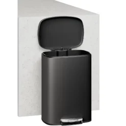 13 Gallon / 50 Liter Step-On Stainless Steel Trash Can With Soft-Close Lid, Slim Garbage Bin With Inner Bucket For Bathroom Or Bedroom, Silver -The Range Shop GUEST 7985029e 91b3 4acd 9e96 e8696ca03da9
