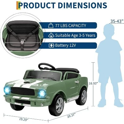12V Ride On Licensed Shelby GT350, Battery Powered Ride On Toys For Toddlers With Remote Control, Safety Belt, 2 Speeds, LED Lights 1 12V Ride On Licensed Shelby GT350, Battery Powered Ride On Toys For Toddlers With Remote Control, Safety Belt, 2 Speeds, LED Lights