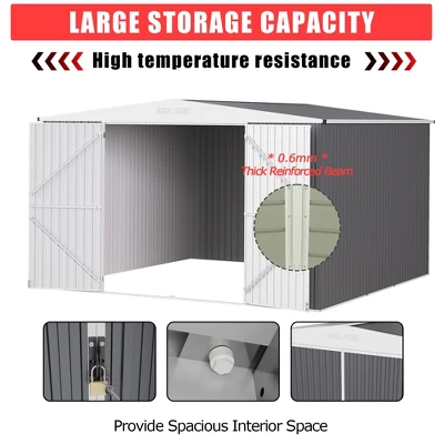 Outdoor Storage Shed,Metal Tool Shed With Lockable Doors ,Weatherproof Shed For Patio, Garden & Lawn, Large Utility Shed For Tools 7 Outdoor Storage Shed,Metal Tool Shed With Lockable Doors ,Weatherproof Shed For Patio, Garden & Lawn, Large Utility Shed For Tools - Image 7