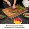 4 Piece Large Acacia Wood Cutting Board, 20x15x1.5 Inch, Knives Friendly Chopping Board With Deep Juice Grooves & Built In Handle For Kitchen