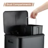 8 Gallon Dual Compartment Trash Can With Inner Buckets, Stainless Steel Garbage Can, Soft Close Lid