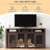 71" Dog Crate Furniture, Double Dog Crate Table, Double Dog Kennel Furniture With 3 Storages And Removable Divider For Large Medium Dogs