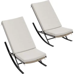 Outdoor Rocking Chair With Padded Cushion - Comfy Rocking Chair Lounge, Chaise Chair For Front Porch, Garden, Backyard, Lawn, Patio -The Range Shop GUEST 81286e7e 7889 4eb0 a59f b828cd69656c