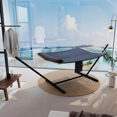 Ultra-Comfort 2-Person Hammock Set With Foldable Steel Frame - Heavy-Duty Outdoor Lounger, 450lb Capacity, Carry Bag, Garden, Camping & Patio 7 Ultra-Comfort 2-Person Hammock Set With Foldable Steel Frame - Heavy-Duty Outdoor Lounger, 450lb Capacity, Carry Bag, Garden, Camping & Patio - Image 7