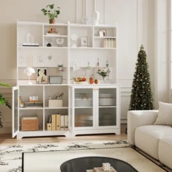 71" Tall Sideboard Buffet Cabinet With Hutch - 6-Tier Pantry Cabinet With 2 Glass Doors, Pegboard, Microwave Shelf, Open Shelves, Coffee Bar Station -The Range Shop GUEST 81955105 de67 425f b2b5 8e3e6b6d1d7e