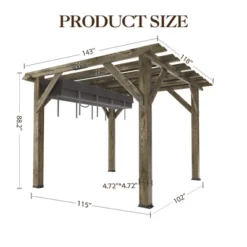10x12 FT Wood Pergola With Retractable Canopy, Retractable Shade Canopy, Durable, Rot Resistant, For Backyard, Deck, Garden, Outdoor Entertaining -The Range Shop GUEST 819a3062 5840 4f8f 81fd ad8f71775ccd