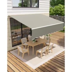 Manual Retractable Awning - Waterproof Sun Shade Patio Awning, Aluminum Frame, 280g Polyester Fabric, Adjustable Roll Out Awning For House Deck Porch -The Range Shop GUEST 836fcb11 e05e 420f 8811 df5646a04f1c