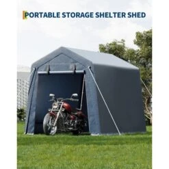 6x6 FT Outdoor Storage Shed With Roll-Up Zipper Door & Mesh Window, Heavy Duty Motorcycle Shed, Portable Carport For Bike Firewood Tools, Grey 11 6x6 FT Outdoor Storage Shed With Roll-Up Zipper Door & Mesh Window, Heavy Duty Motorcycle Shed, Portable Carport For Bike Firewood Tools, Grey -The Range Shop GUEST 83a28f26 93ff 4b2f b878 f73d4b40f897