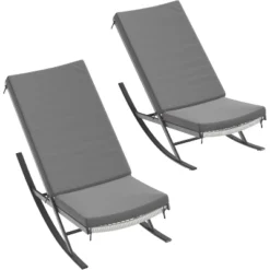 Outdoor Rocking Chair With Padded Cushion - Comfy Rocking Chair Lounge, Chaise Chair For Front Porch, Garden, Backyard, Lawn, Patio -The Range Shop GUEST 83fc9e4b 6083 4a35 9e6e 13f1f18eef8e