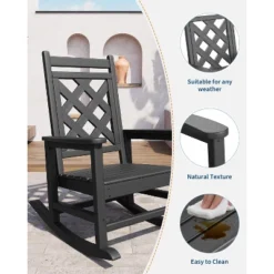 Outdoor Adirondack Rocking Chair - All-Weather HDPE Porch Rocker With High Back, Outdoor Fire Pit Chair For Garden, Lawn, Yard, Patio, Backyard -The Range Shop GUEST 843e58b5 bc0c 4897 b257 2b64a543a3c0