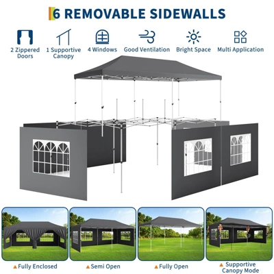 10x20 Pop Up Canopy Tent, Heavy Duty Commercial Easy Up Canopy With Removable Sidewalls, Awning & Roller Bag For Outdoor, Parties, Garden Gazebo Tent 1 10x20 Pop Up Canopy Tent, Heavy Duty Commercial Easy Up Canopy With Removable Sidewalls, Awning & Roller Bag For Outdoor, Parties, Garden Gazebo Tent