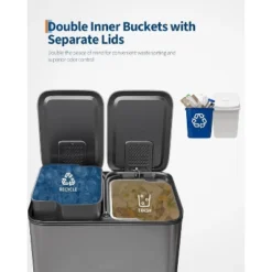 2 X 10.6 Gallon Stainless Steel Dual Trash Can, Step-On Kitchen Recycling Bin Combo With Lids And Inner Buckets -The Range Shop GUEST 87262433 ef31 4d79 83d7 28dae974f951
