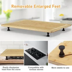 Wooden Stove Top Cover, With Groove And Adjustable Legs For Gas, Electric Stove, Chopping Board For Rvs, Small Kitchens, Camping -The Range Shop GUEST 87e38bfa f418 4774 8791 c4779c41693e