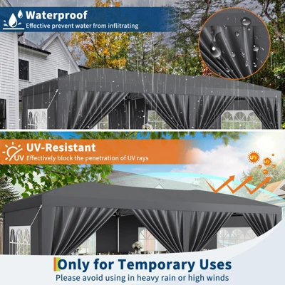 Pop Up Canopy Tent With 6 Removable Sidewalls, Large Outdoor Canopies With Adjustable Heights, Easy Up Commercial Canopy Tents For Parties 3 Pop Up Canopy Tent With 6 Removable Sidewalls, Large Outdoor Canopies With Adjustable Heights, Easy Up Commercial Canopy Tents For Parties - Image 3